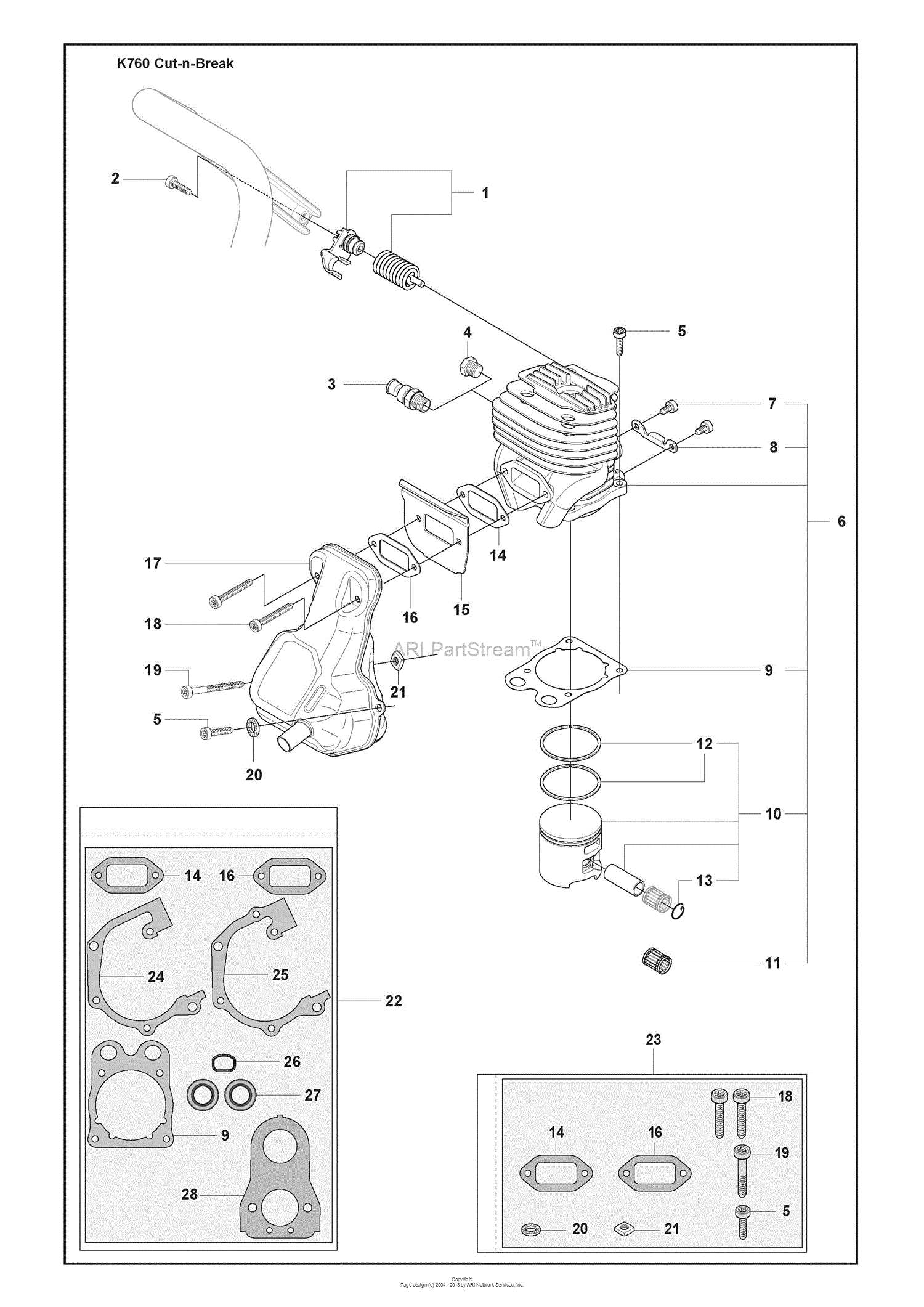 k760 cut n break parts diagram