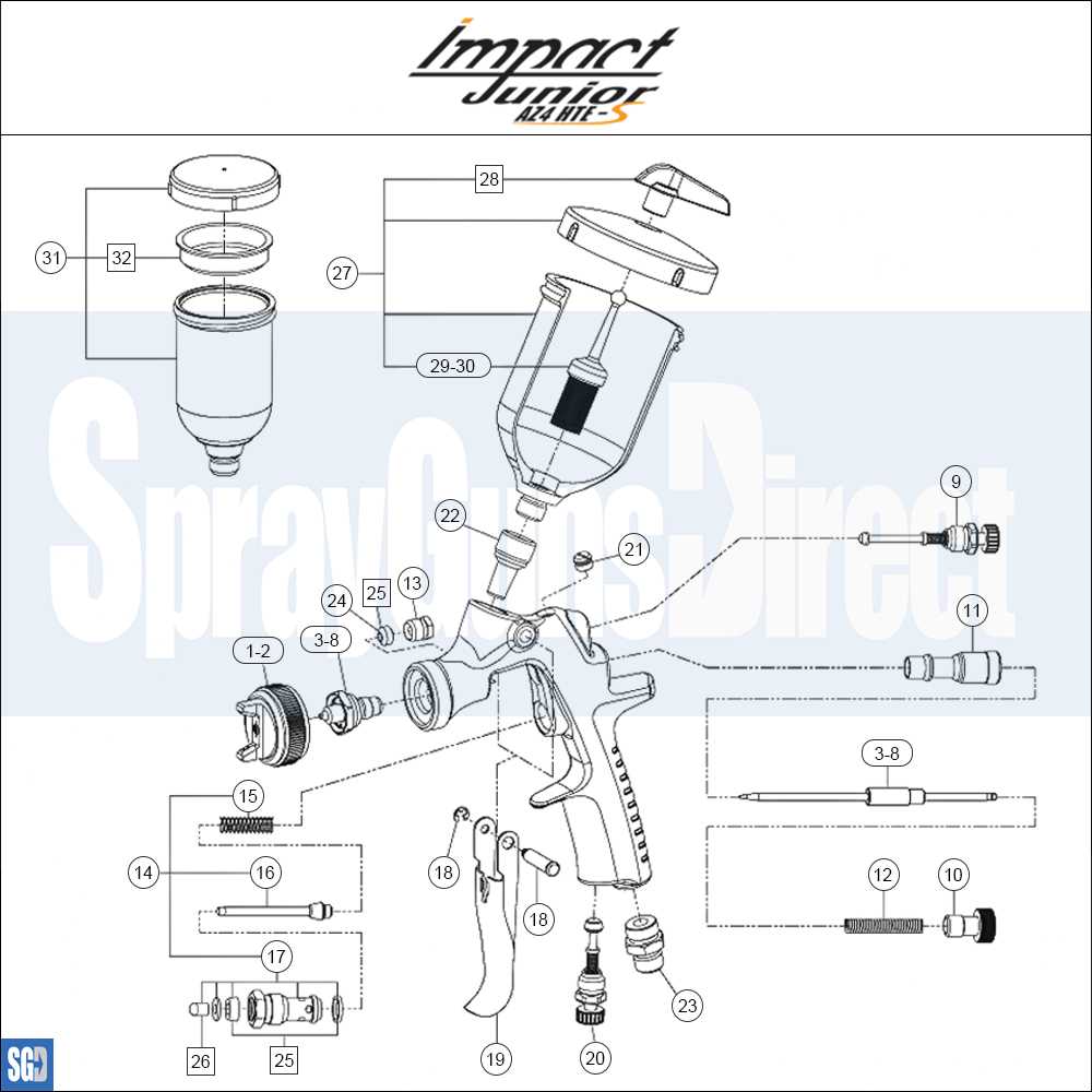 sata spray gun parts diagram