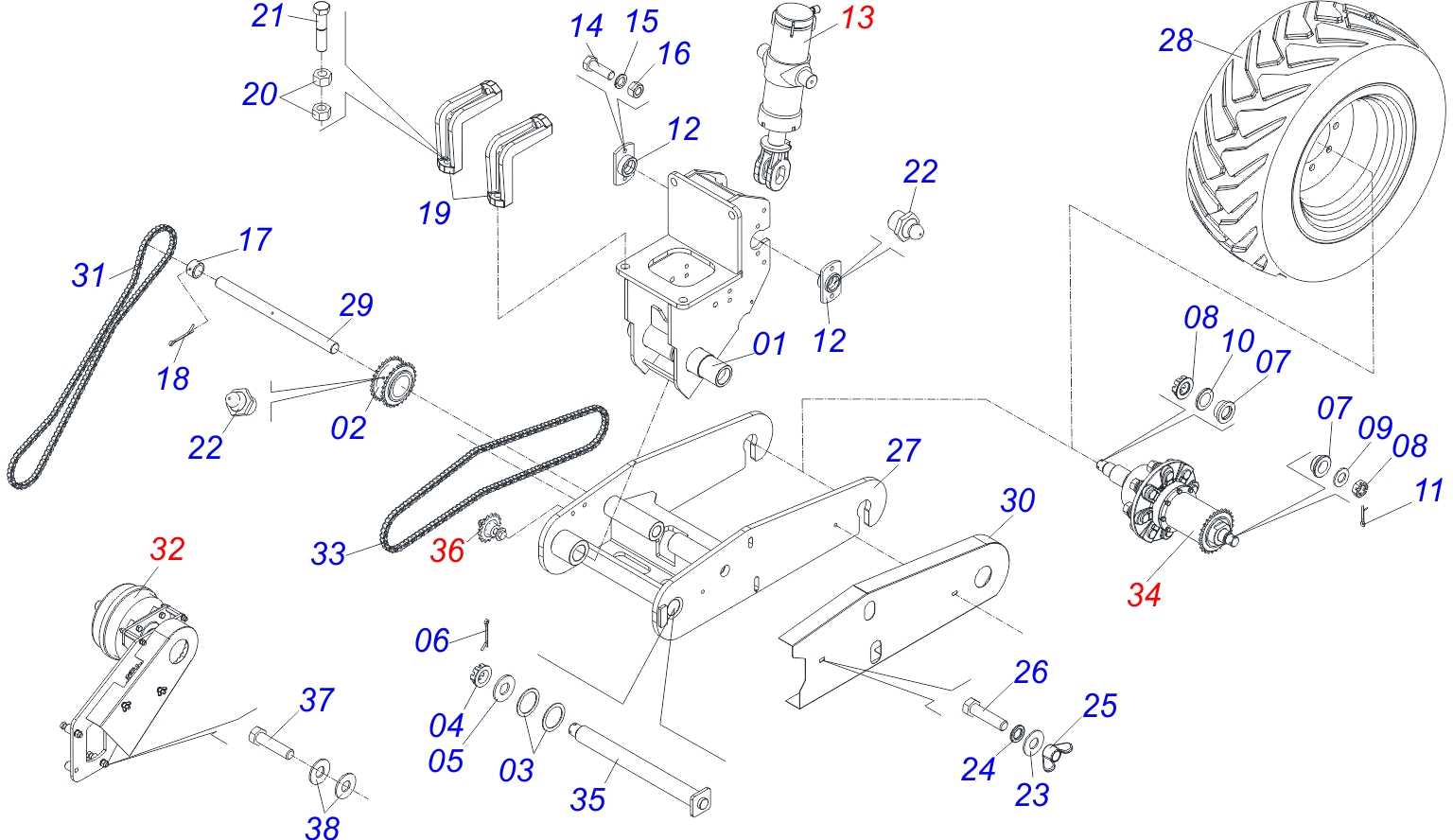 bluebird sod cutter parts diagram