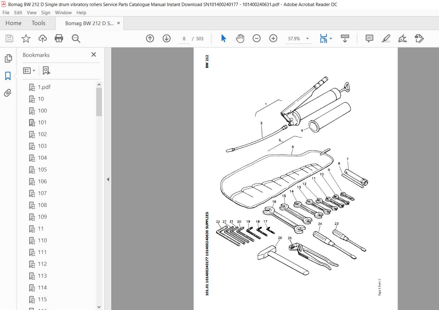 bomag roller parts diagram