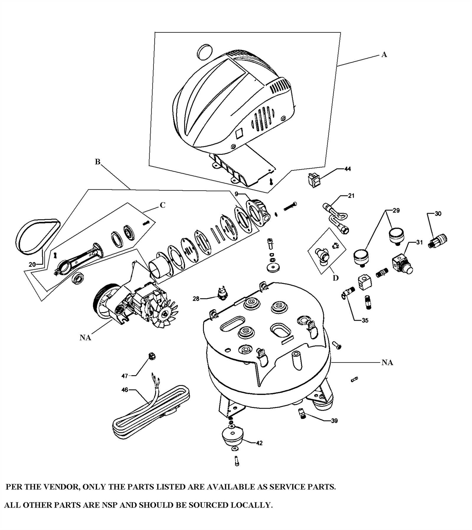 bostitch 6 gallon air compressor parts diagram