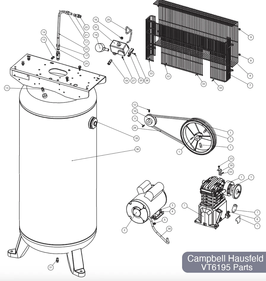 campbell hausfeld air compressor parts diagram