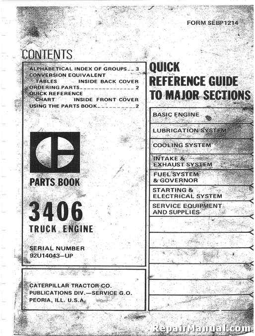 cat 3406e parts diagram