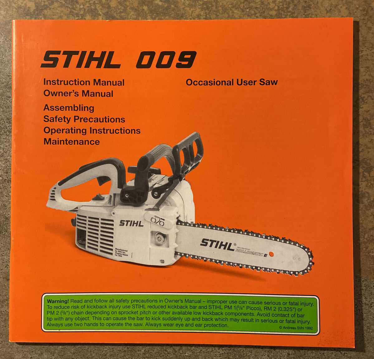 stihl 009l parts diagram