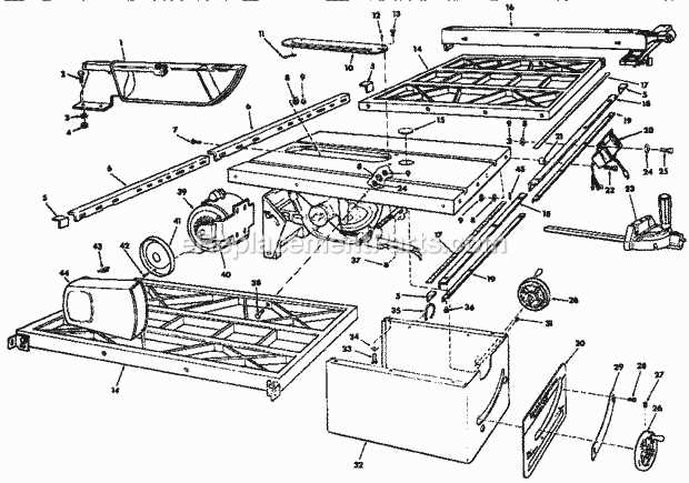 craftsman 113 table saw parts diagram