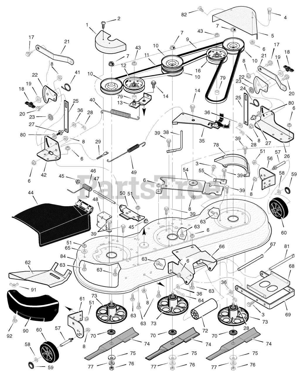 craftsman 42 mower deck parts diagram