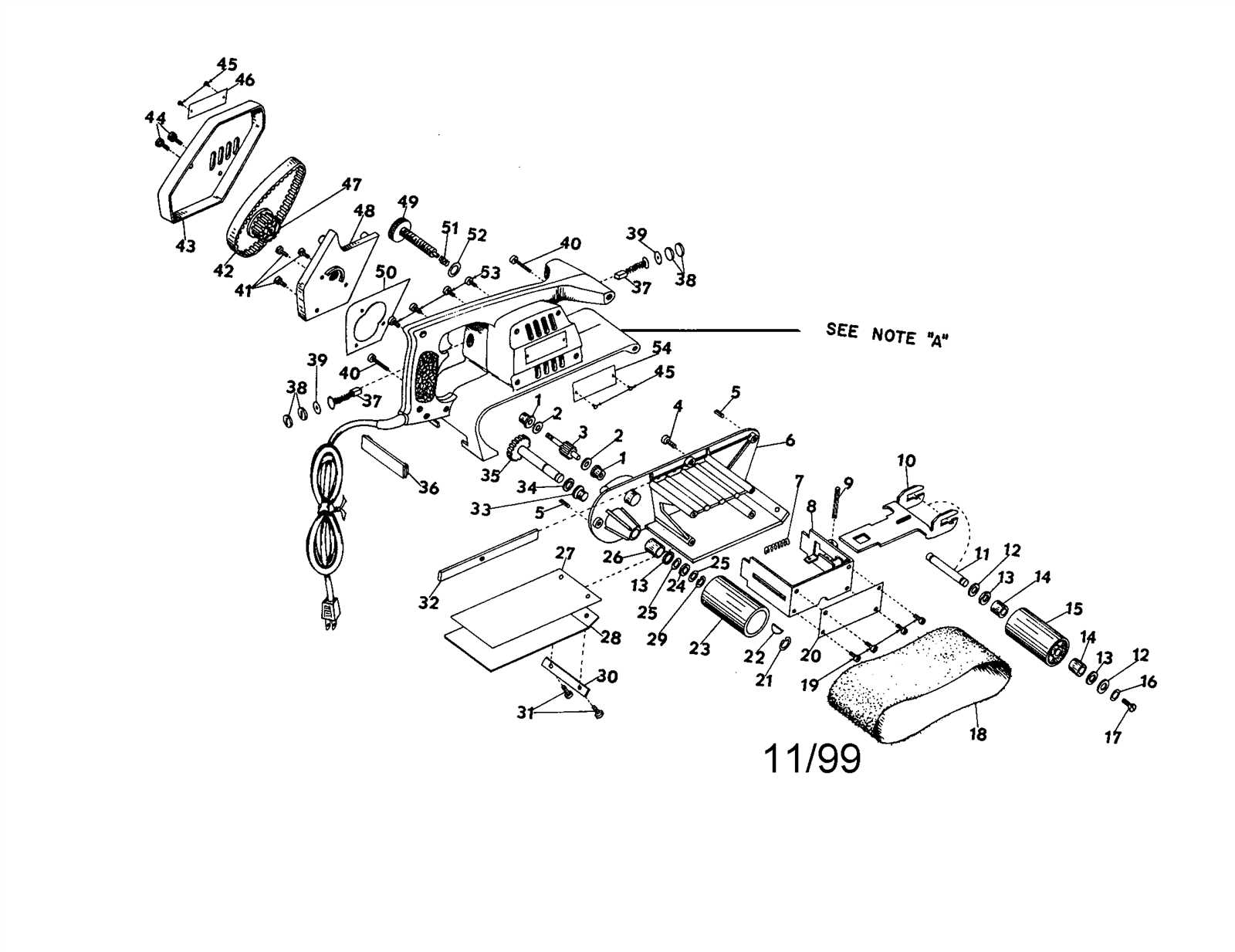 craftsman belt sander parts diagram