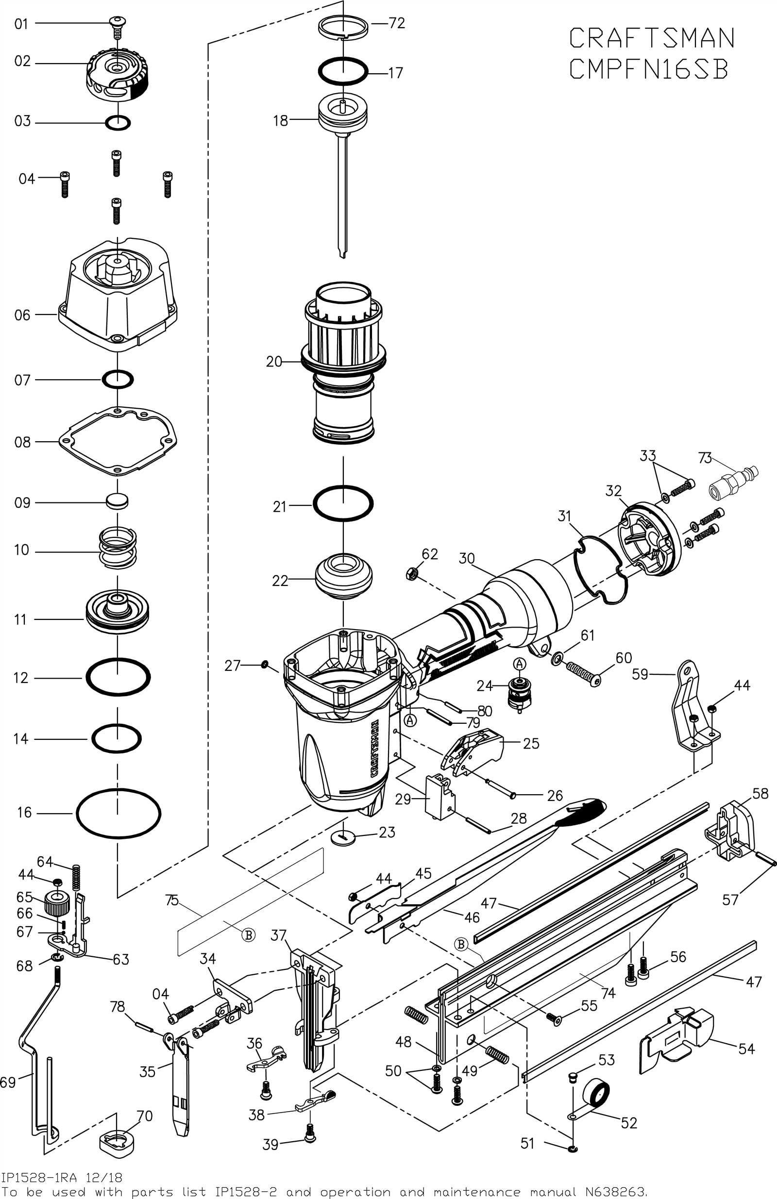 craftsman brad nailer parts diagram