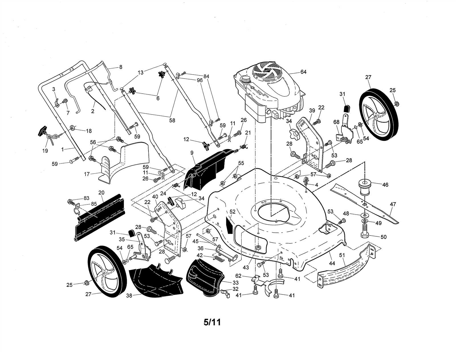 craftsman push mower parts diagram