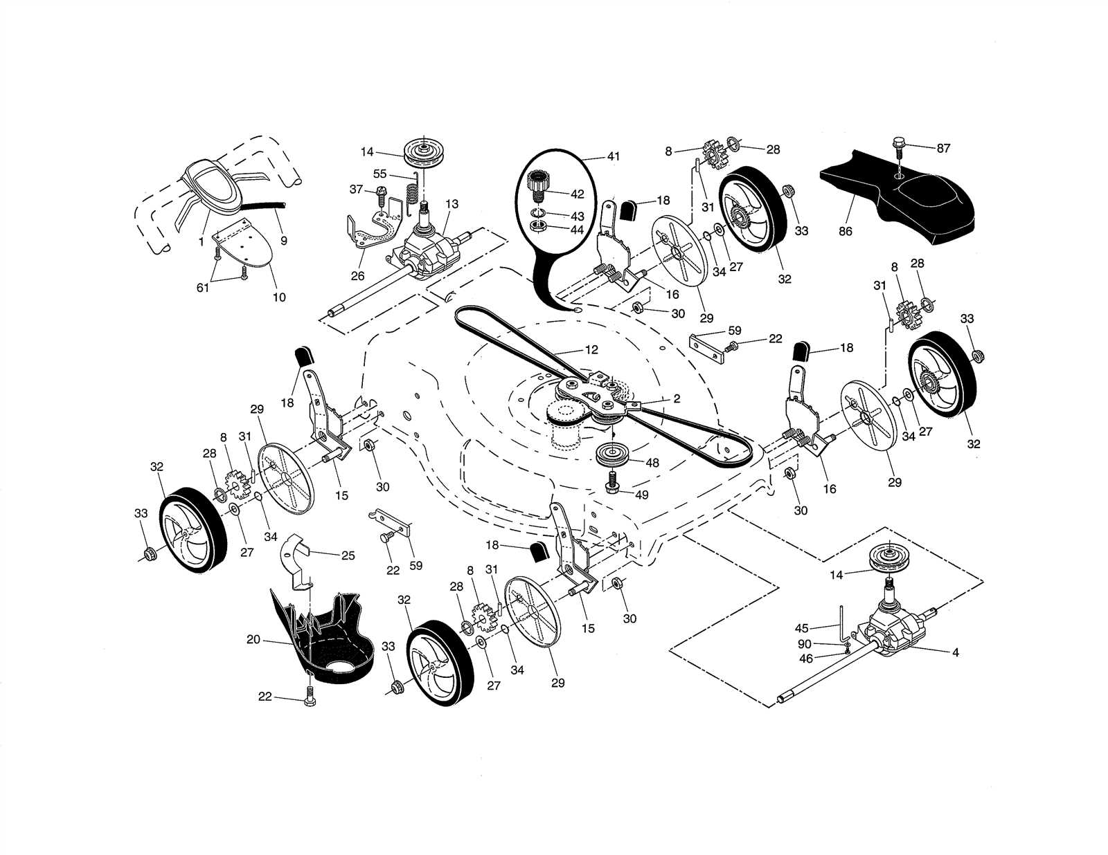 craftsman push mower parts diagram