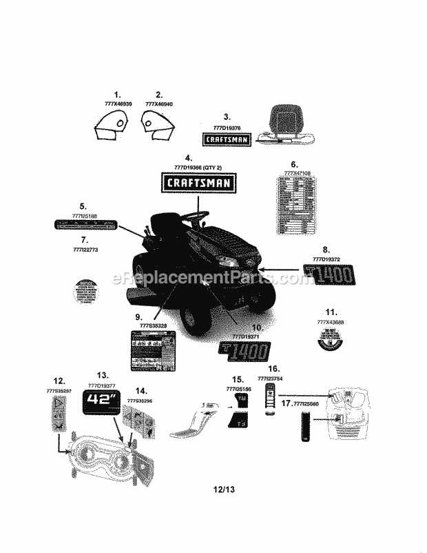 craftsman t1400 parts diagram