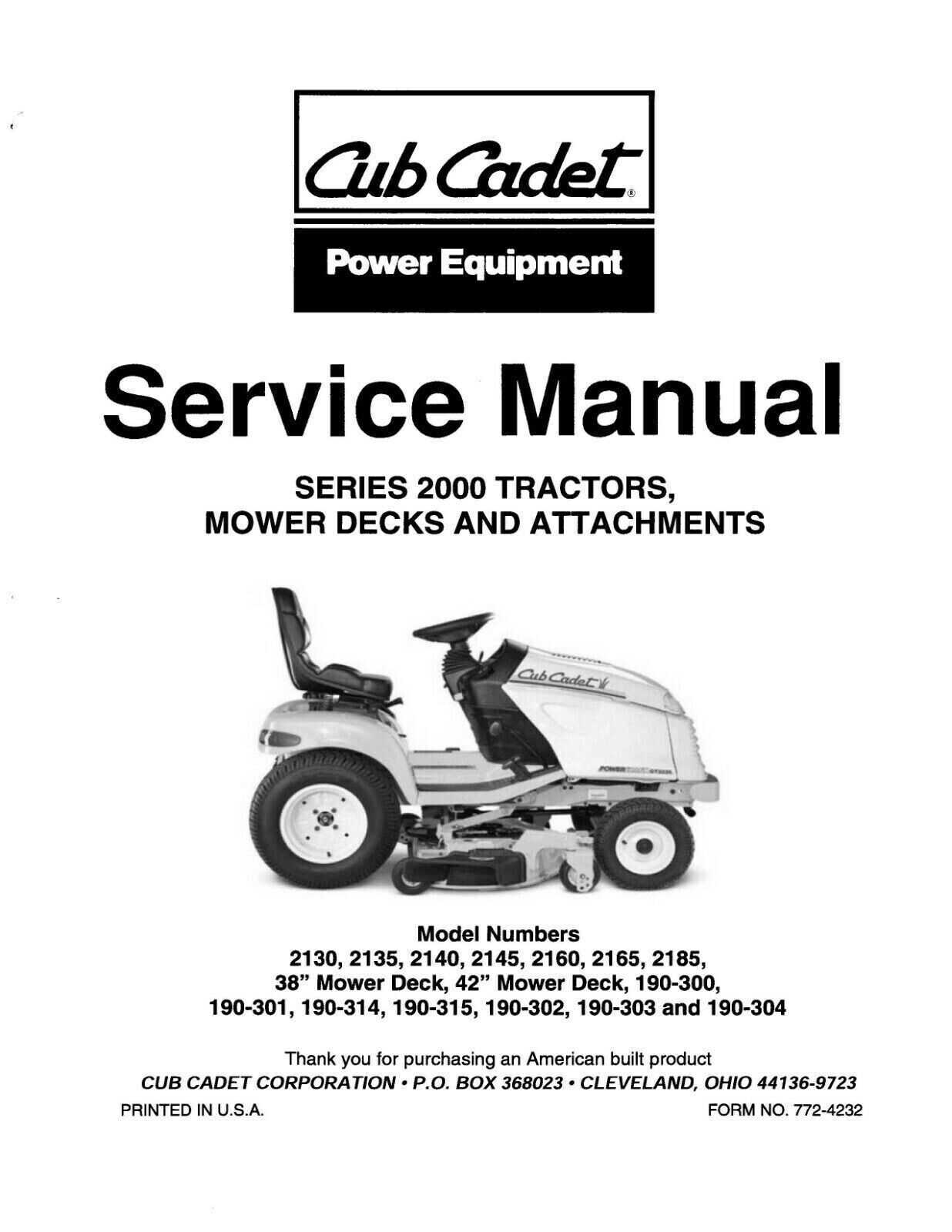 cub cadet 2165 parts diagram