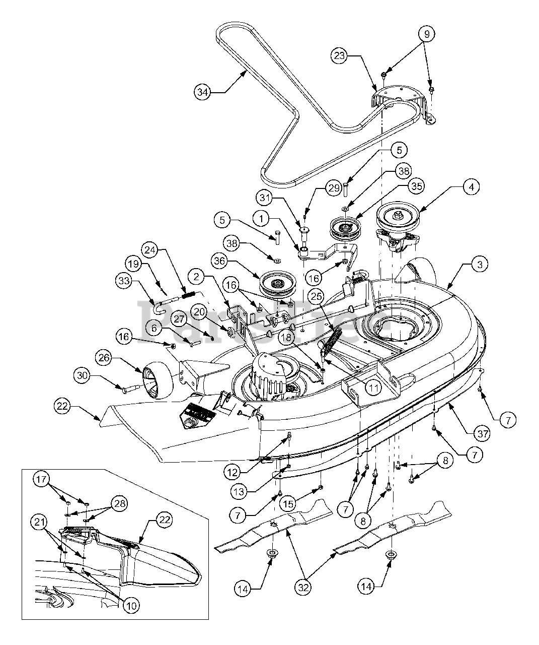 cub cadet rzt parts diagram