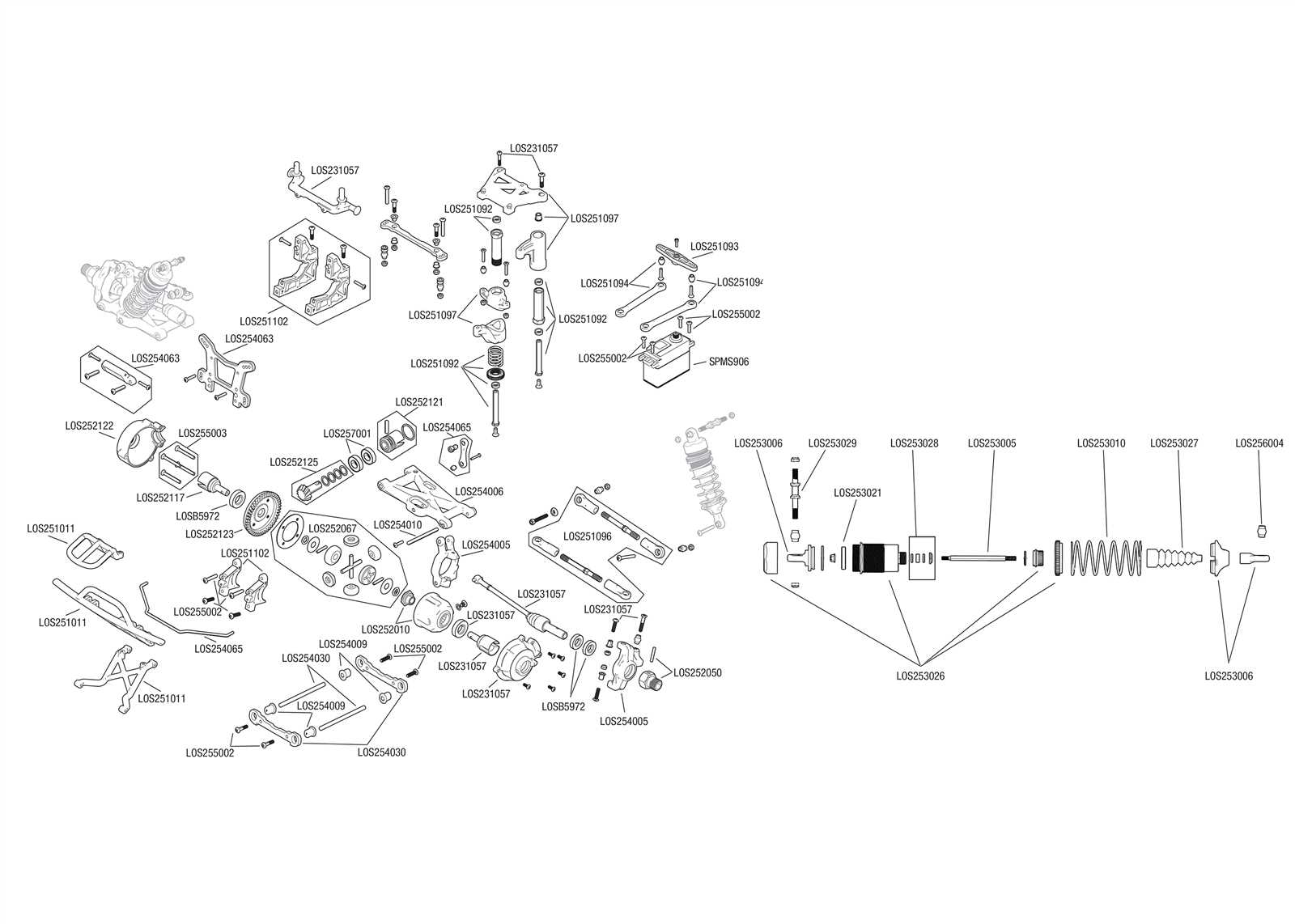 losi dbxl e 2.0 parts diagram