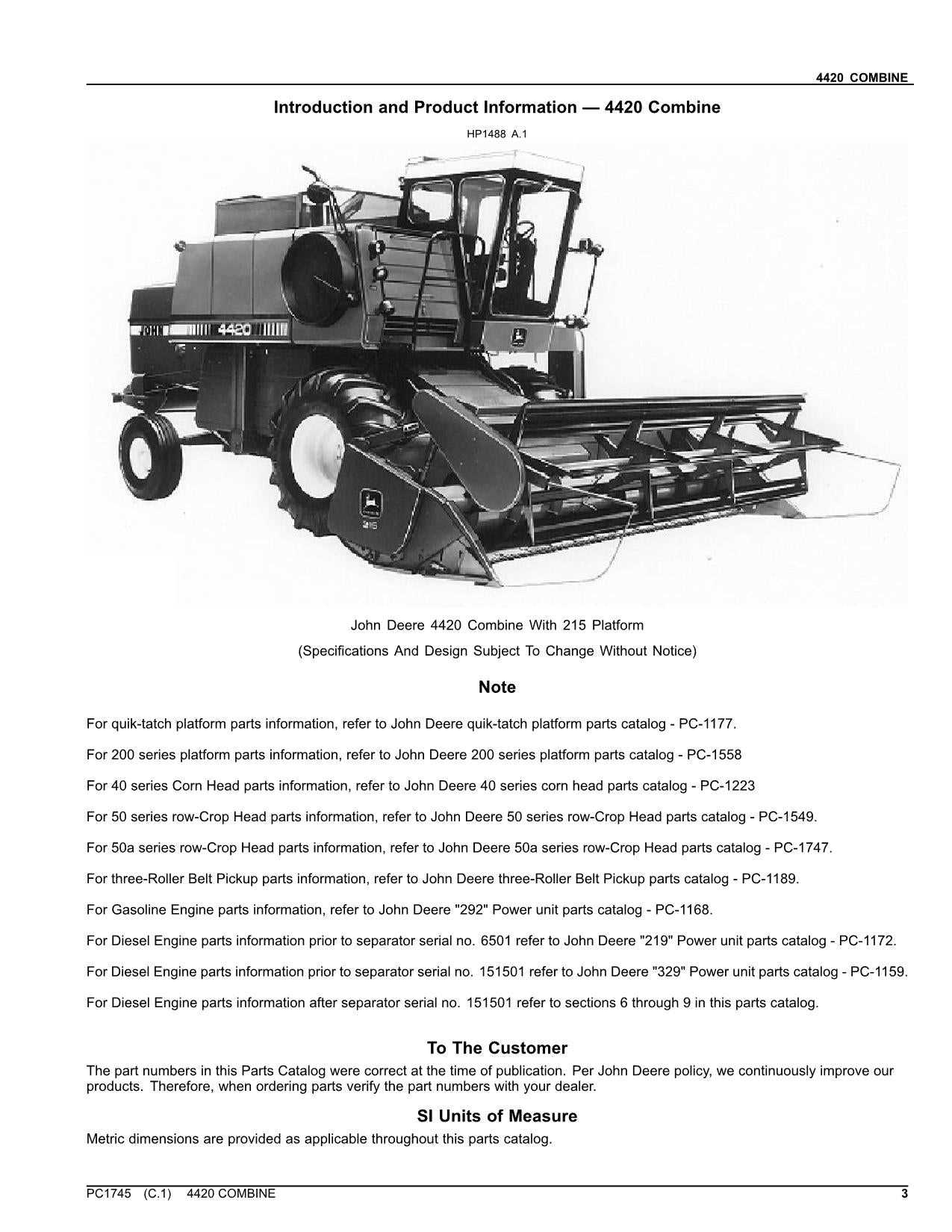 john deere 4420 combine parts diagram