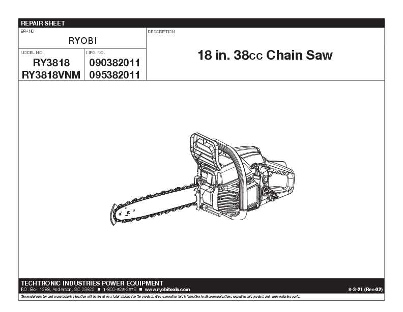 ryobi chainsaw parts diagram