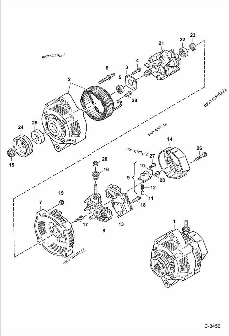 denso alternator parts diagram