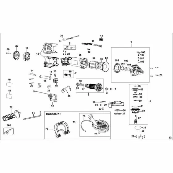 dewalt grinder parts diagram