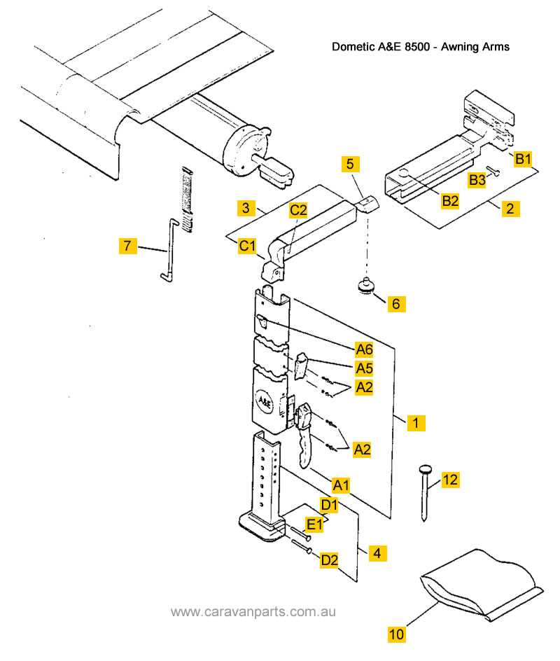 dometic awning arm parts diagram