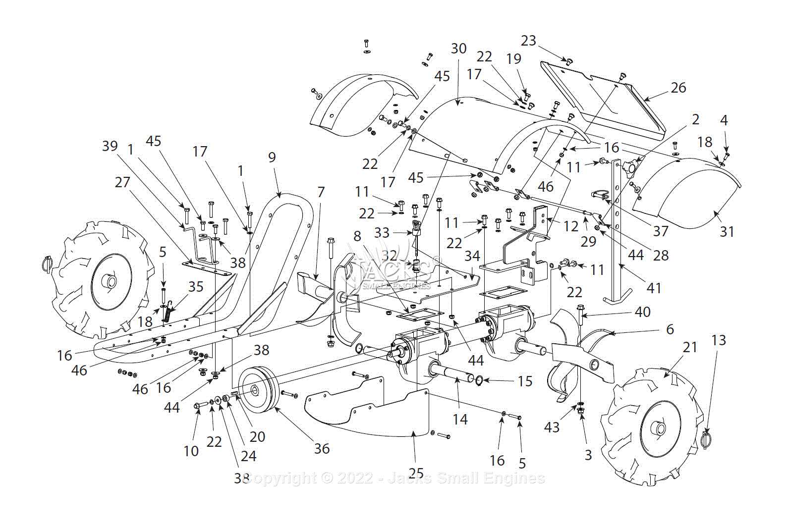 earthquake tiller parts diagram