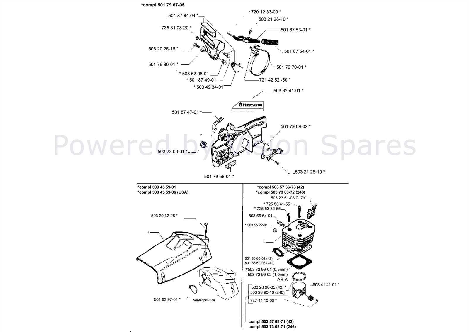 husqvarna model 55 chainsaw parts diagram