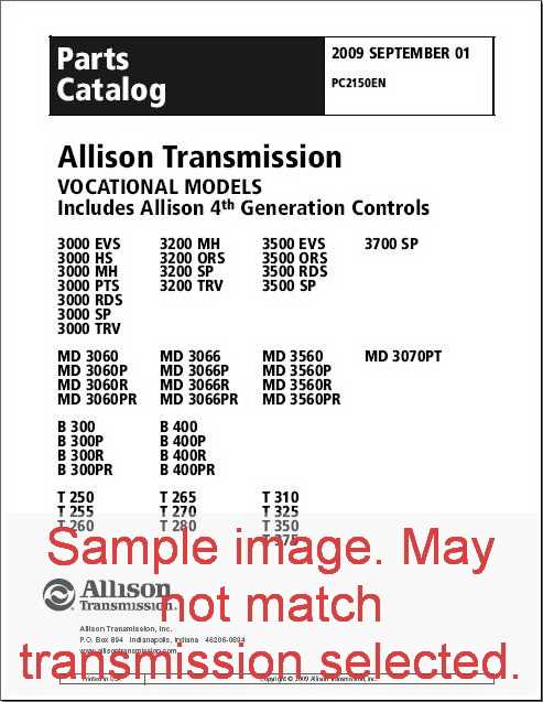 allison transmission 3000 parts diagram