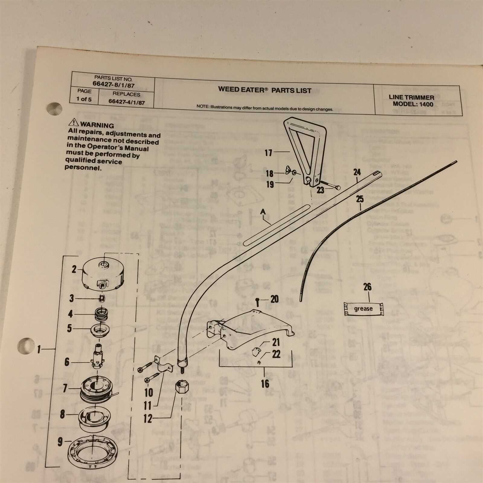 weedeater fl1500 parts diagram