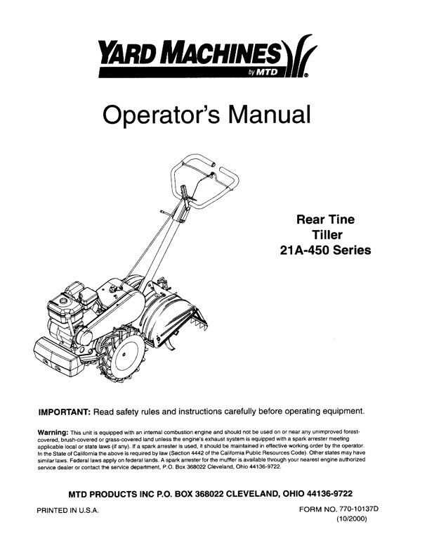 husqvarna rear tine tiller parts diagram