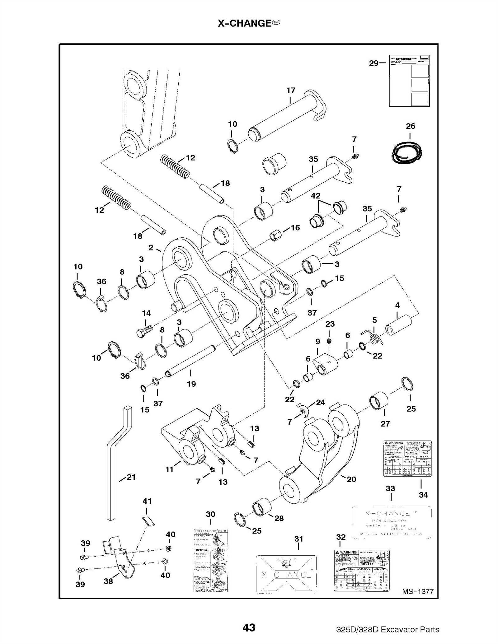 excavator bucket parts diagram