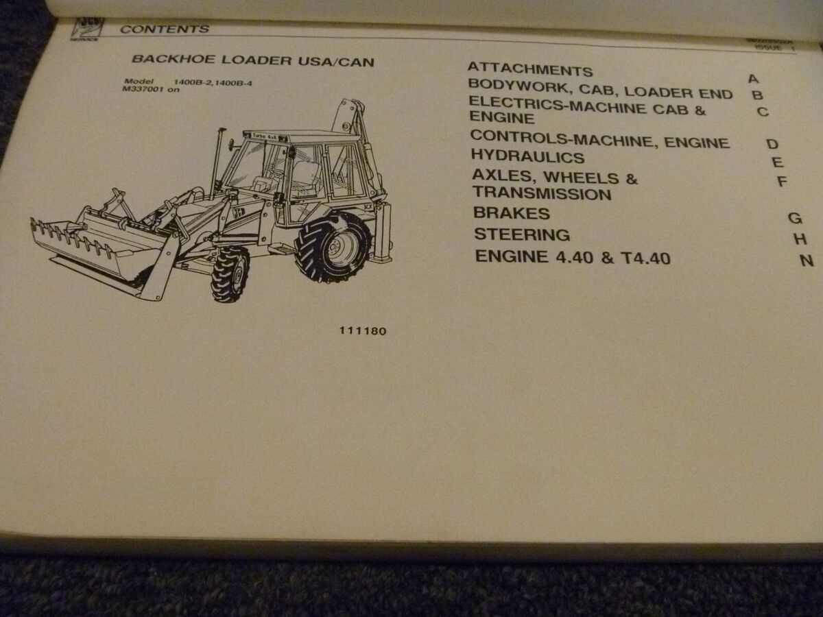 jcb 1400b backhoe parts diagram