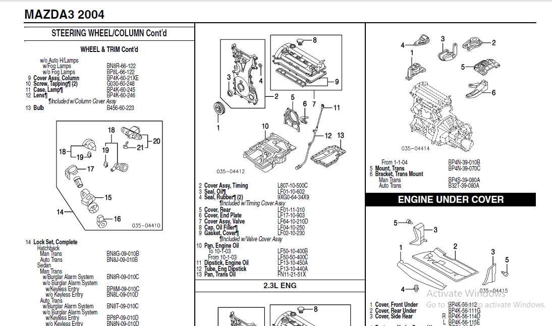 mazda parts diagram catalog