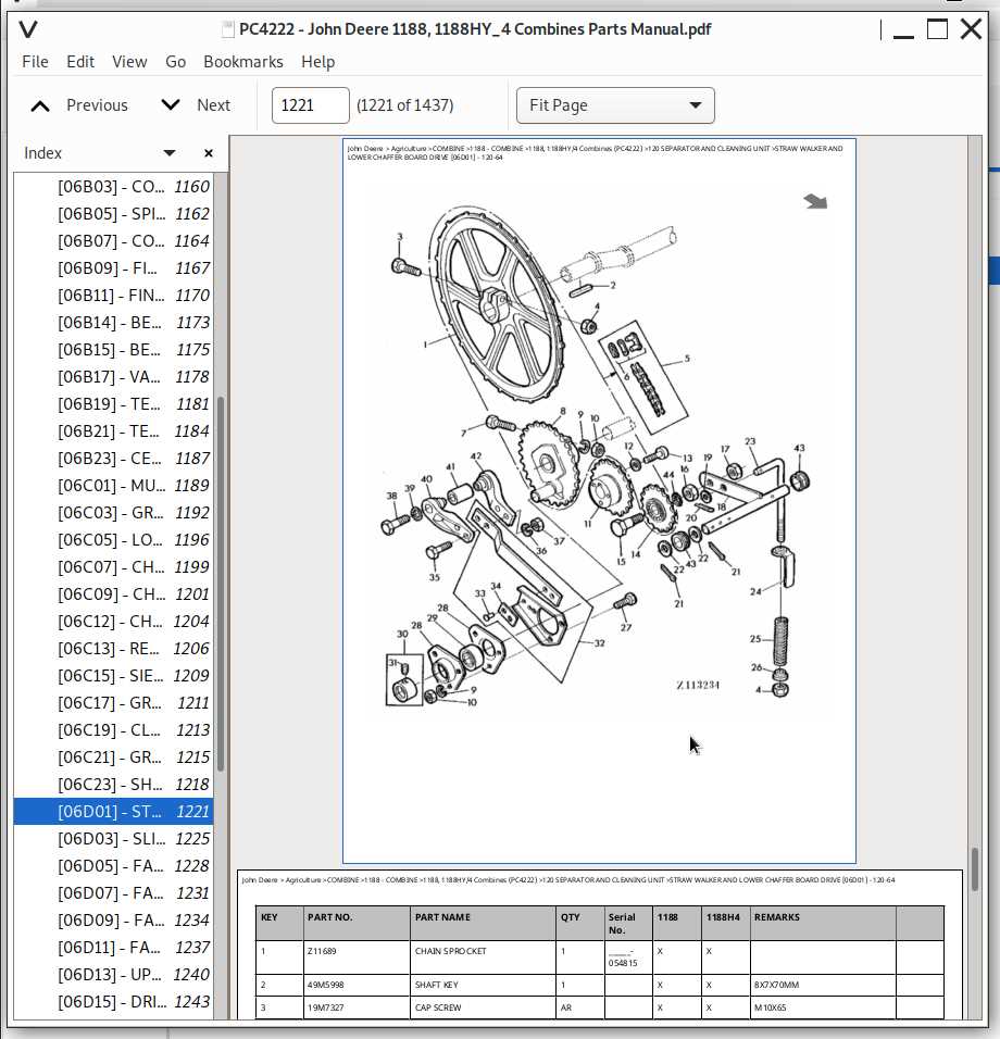 john deere 995 header parts diagram