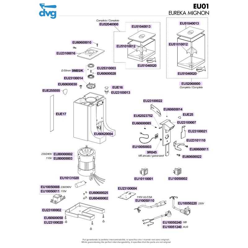 eureka mignon parts diagram