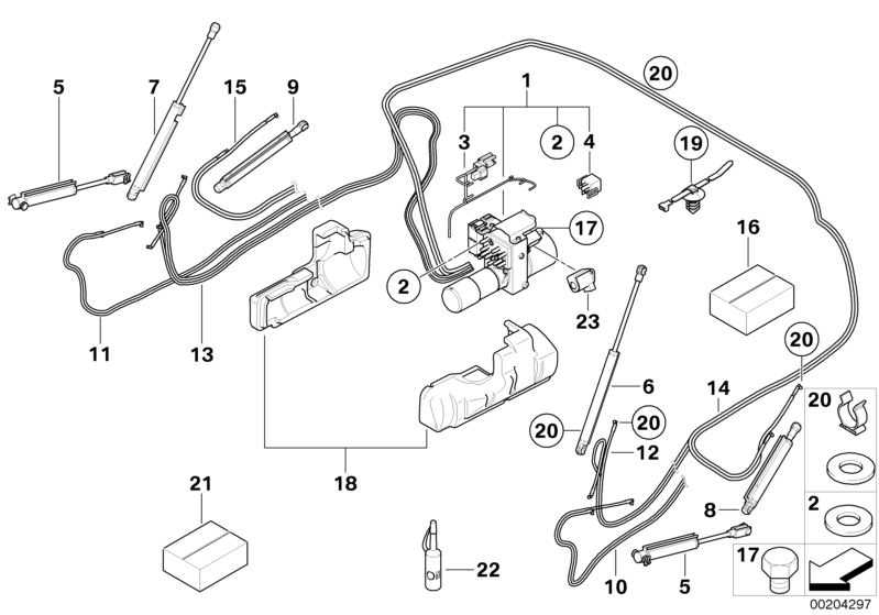 bmw e36 convertible top parts diagram