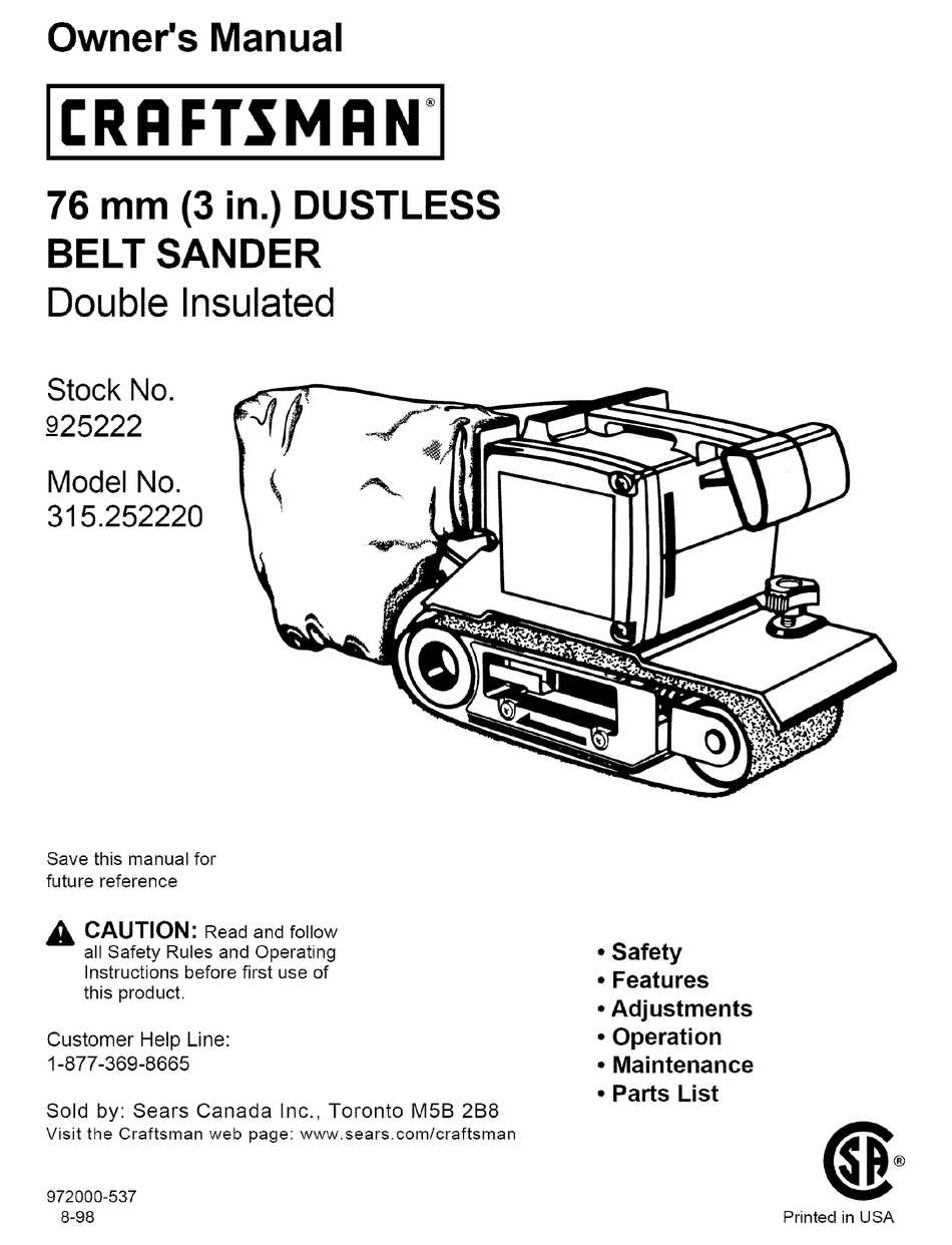 craftsman belt sander parts diagram