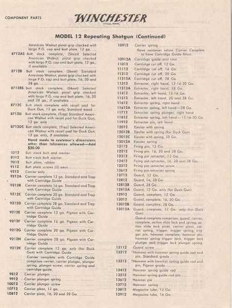 winchester model 12 parts diagram