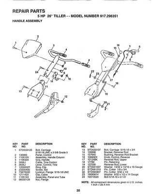 craftsman tiller parts diagram