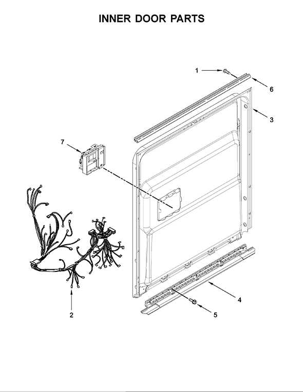 whirlpool dishwasher door parts diagram