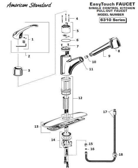 pull down american standard kitchen faucet parts diagram