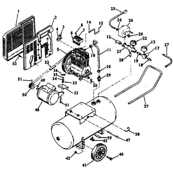 craftsman 33 gallon air compressor parts diagram