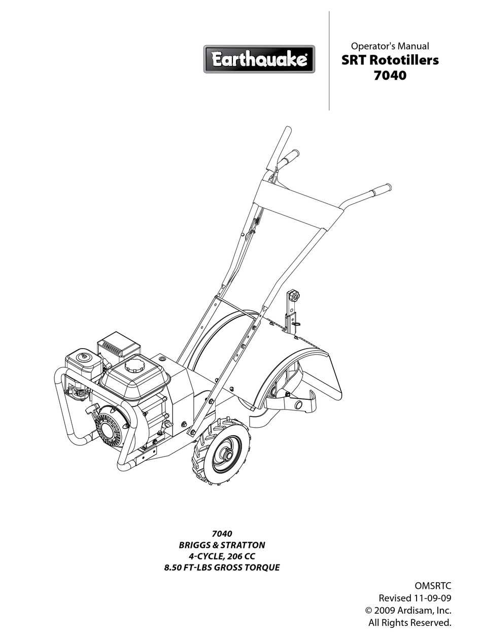 earthquake rear tine tiller parts diagram