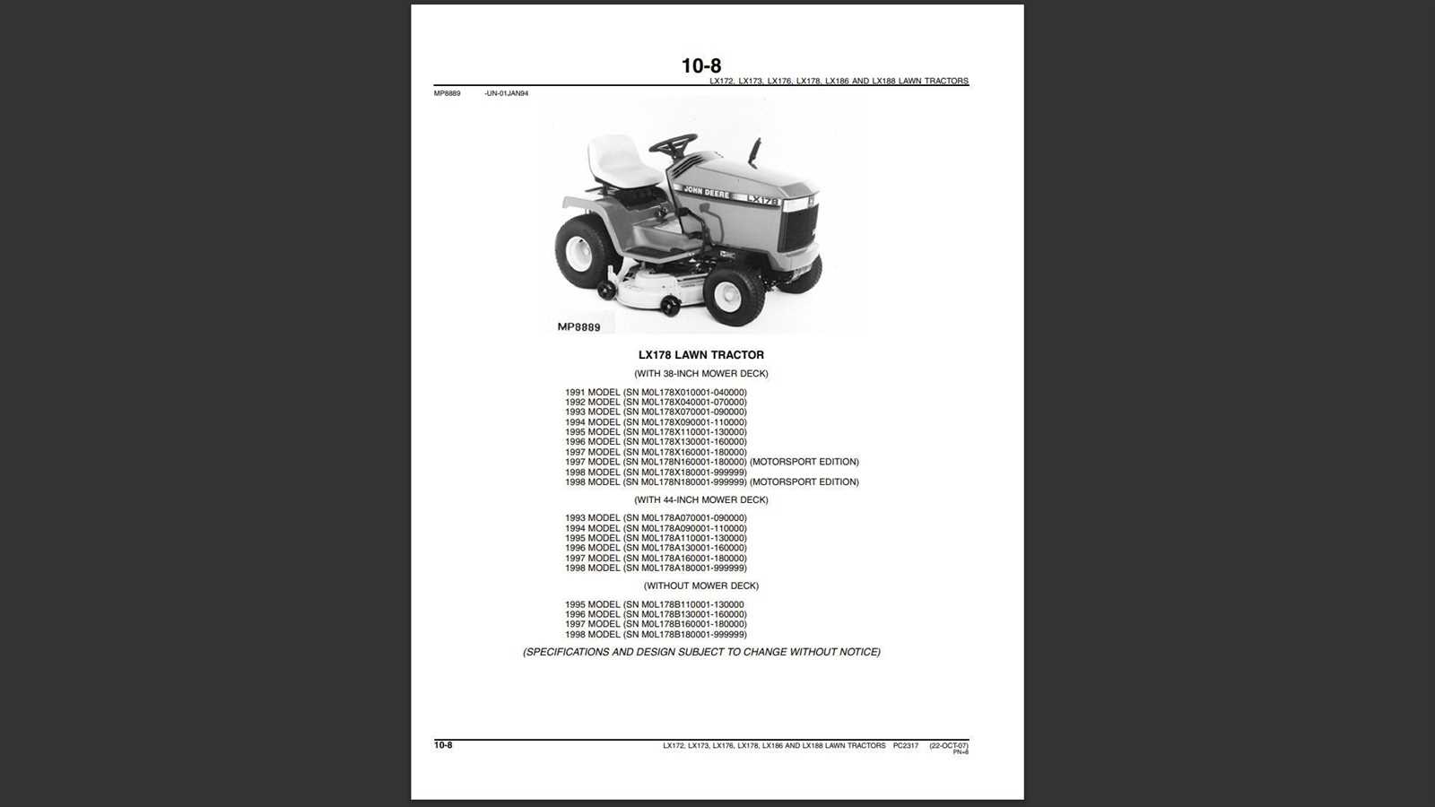 john deere lx172 parts diagram