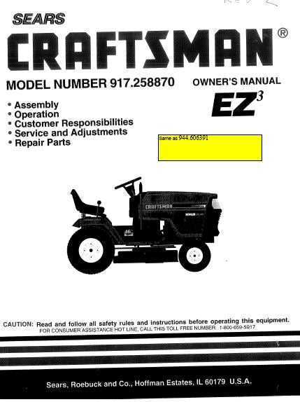 craftsman riding mower model 917 parts diagram