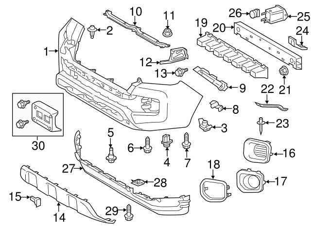 toyota tacoma front bumper parts diagram