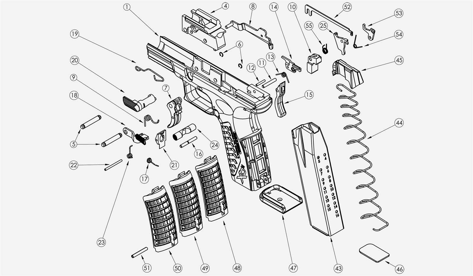 glock slide parts diagram