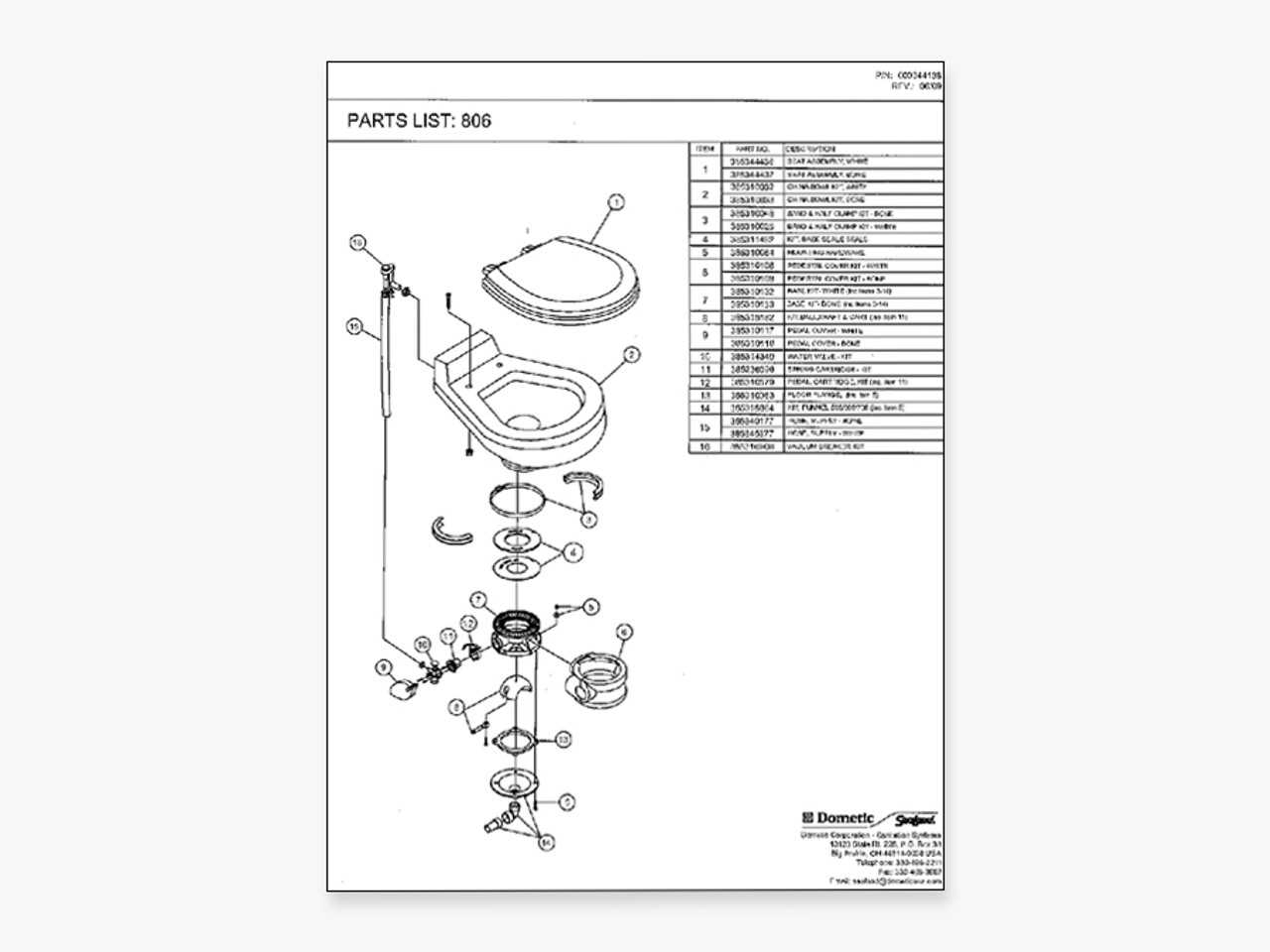 dometic toilet parts diagram