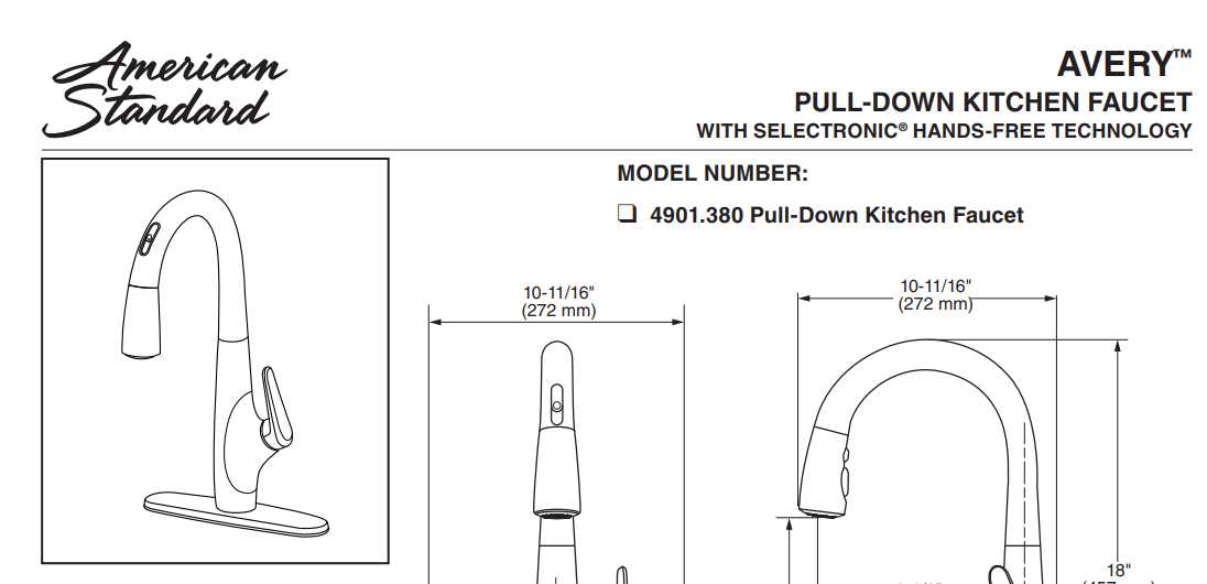 pull down american standard kitchen faucet parts diagram