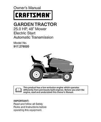 craftsman riding mower model 917 parts diagram