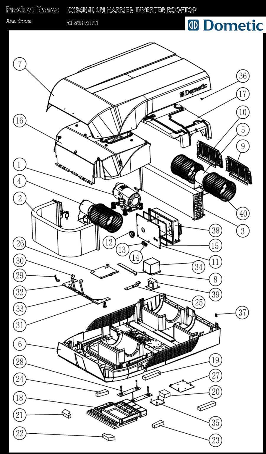 dometic air conditioner parts diagram