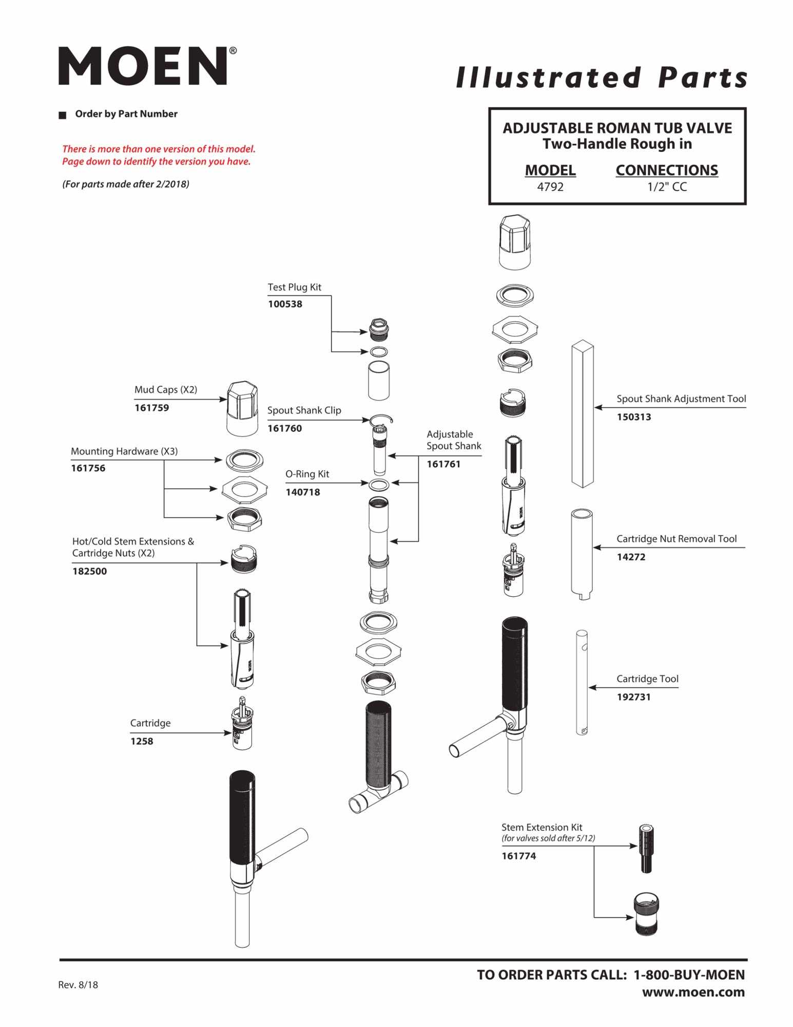 moen tub faucet parts diagram